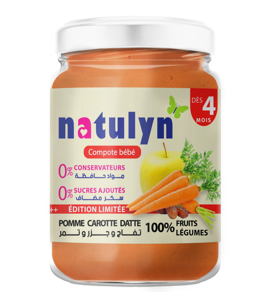 Compote bébé Pomme Carotte Datte 135gr Soul and