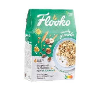 Crunchy Granola aux Pépites de Chocolat Noir et Noisettes – Flooko